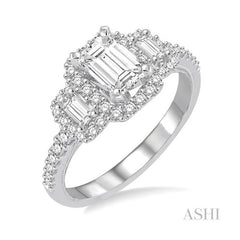 ASHI Emerald Shape Halo Diamond Engagement Ring 243C1PPFHWG-LE