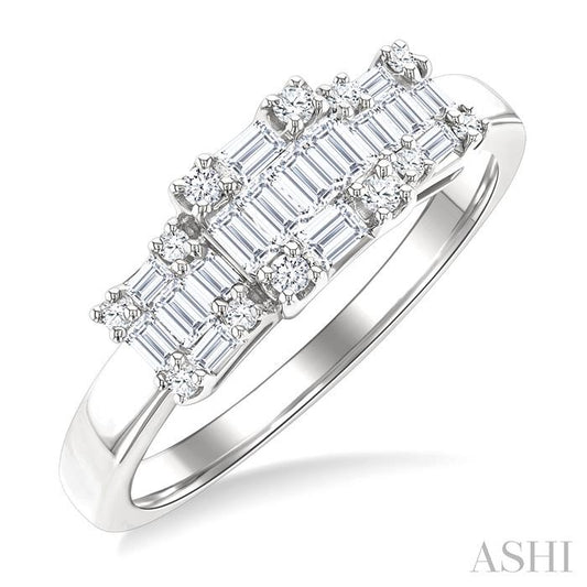 ASHI Princess Shape Past Present & Future Fusion Diamond Engagement Ring 299F3PPFGWG