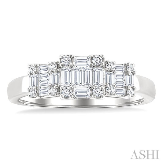 ASHI Princess Shape Past Present & Future Fusion Diamond Engagement Ring 299F3PPFGWG