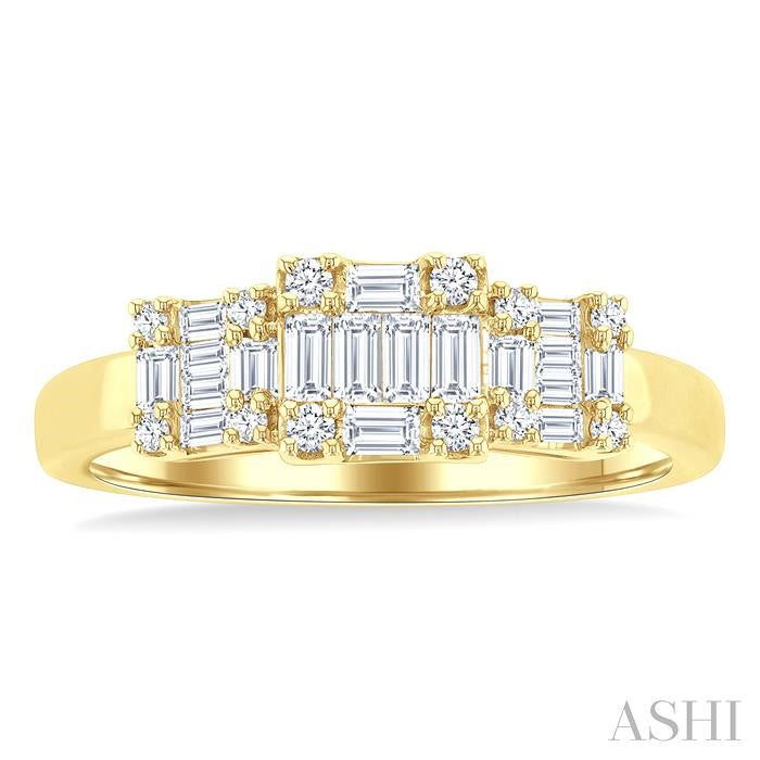 ASHI Princess Shape Past Present & Future Fusion Diamond Engagement Ring 299F3PPFGYG