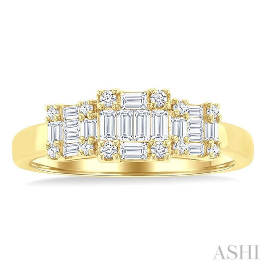 ASHI Princess Shape Past Present & Future Fusion Diamond Engagement Ring 299F3PPFGYG