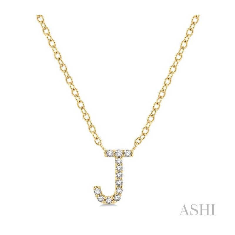 ASHI Block 'J' Initial Diamond Pendant 912F9PPTSPDYG-J