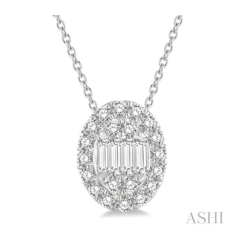 ASHI Oval Shape Halo Fusion Diamond Fashion Pendant 623B6PPFGPDWG
