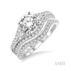 ASHI Round Shape Diamond Wedding Set 23960PPFVWG-WS-1.10
