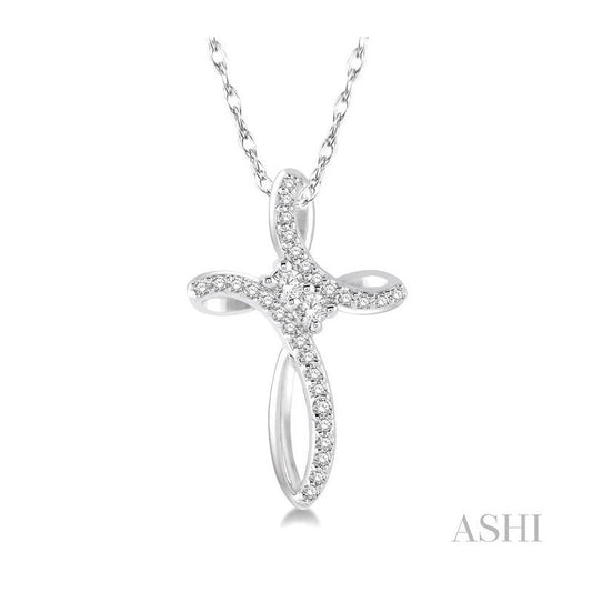 ASHI Cross 2 Stone Diamond Fashion Pendant 663L7PPFHPDWG
