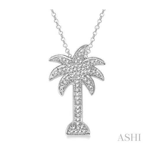 ASHI Silver Palm Tree Diamond Fashion Pendant 87739PPSSSLPD
