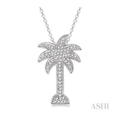ASHI Silver Palm Tree Diamond Fashion Pendant 87739PPSSSLPD