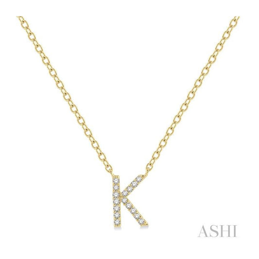 ASHI Block 'K' Initial Diamond Pendant 912F9PPTSPDYG-K