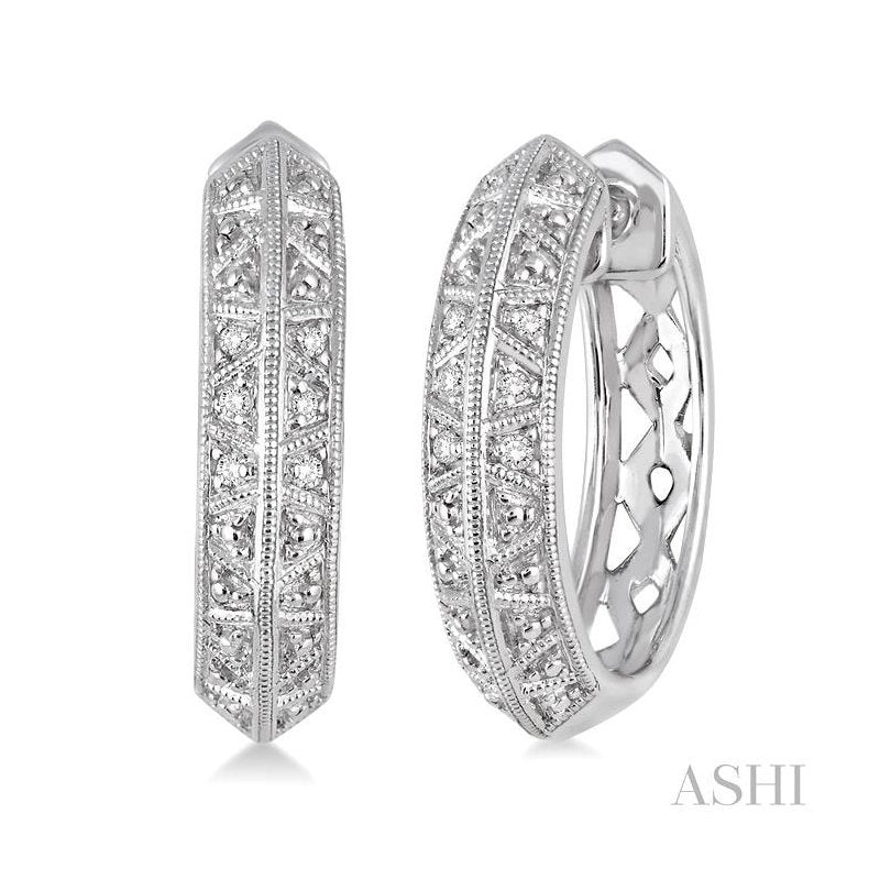 ASHI Silver Diamond Hoop Earrings 87099PPSSSLER