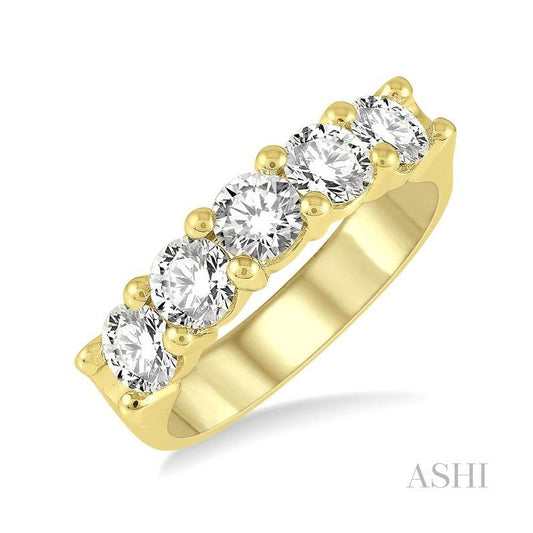 ASHI Round Shape 5 Stone Diamond Wedding Band 33340PPFGYG-1.50