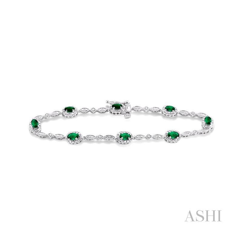ASHI Oval Shape Gemstone & Halo Diamond Bracelet 76859PPFSEMWG