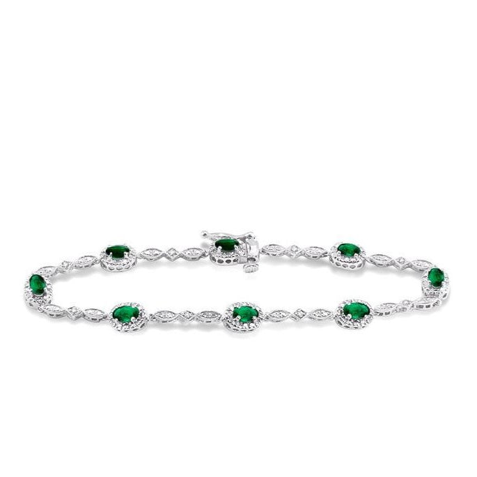 Parkplace Jewelers Oval Shape Gemstone & Halo Diamond Bracelet 76859PPFSEMWG
