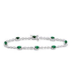 Parkplace Jewelers Oval Shape Gemstone & Halo Diamond Bracelet 76859PPFSEMWG