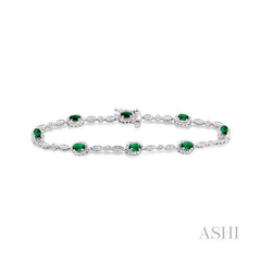 ASHI Oval Shape Gemstone & Halo Diamond Bracelet 76859PPFSEMWG