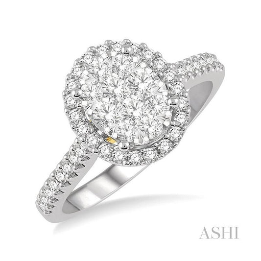 ASHI Oval Shape Halo Lovebright Essential Diamond Engagement Ring 125F2PPFVWY