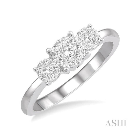 ASHI Round Shape Past Present & Future Lovebright Essential Diamond Engagement Ring 36925PPFVWG