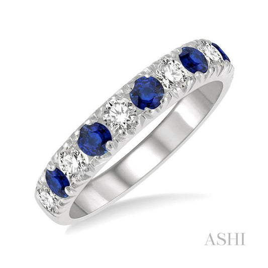 ASHI 11 Alternate Gemstone & Diamond Wedding Band 46503PPFGSPWG