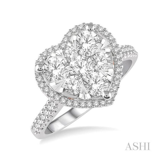 ASHI Heart Shape Halo Lovebright Essential Diamond Engagement Ring 136F0PPFVWP-1.05