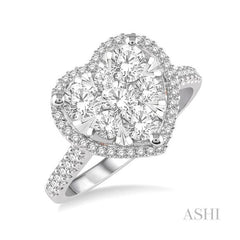 ASHI Heart Shape Halo Lovebright Essential Diamond Engagement Ring 136F0PPFVWP-1.05