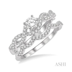 ASHI Round Shape Diamond Wedding Set 258J3PPFHWG-WS