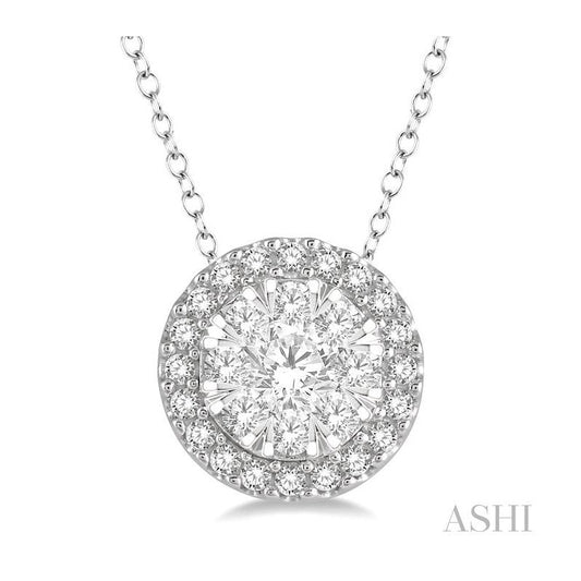 ASHI Round Shape Halo Lovebright Essential Diamond Pendant 915A5PPFVPDWG