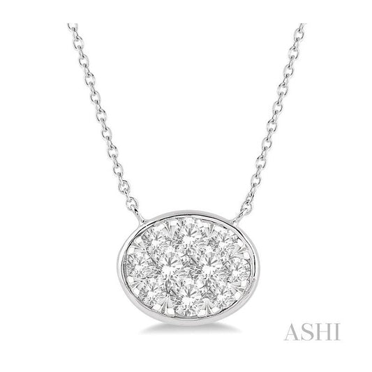ASHI Oval Shape East-West Lovebright Essential Diamond Pendant 9978HPPFHNKWG