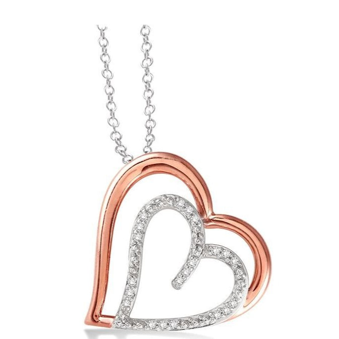 Parkplace Jewelers Silver Double Heart Shape Diamond Fashion Pendant 87669PPSSSLPD