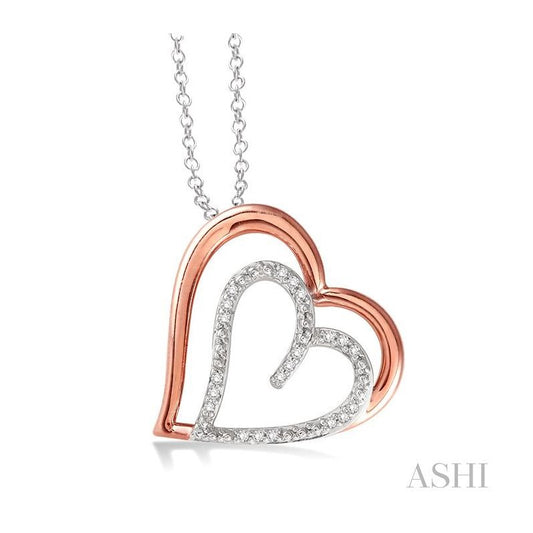 ASHI Silver Double Heart Shape Diamond Fashion Pendant 87669PPSSSLPD