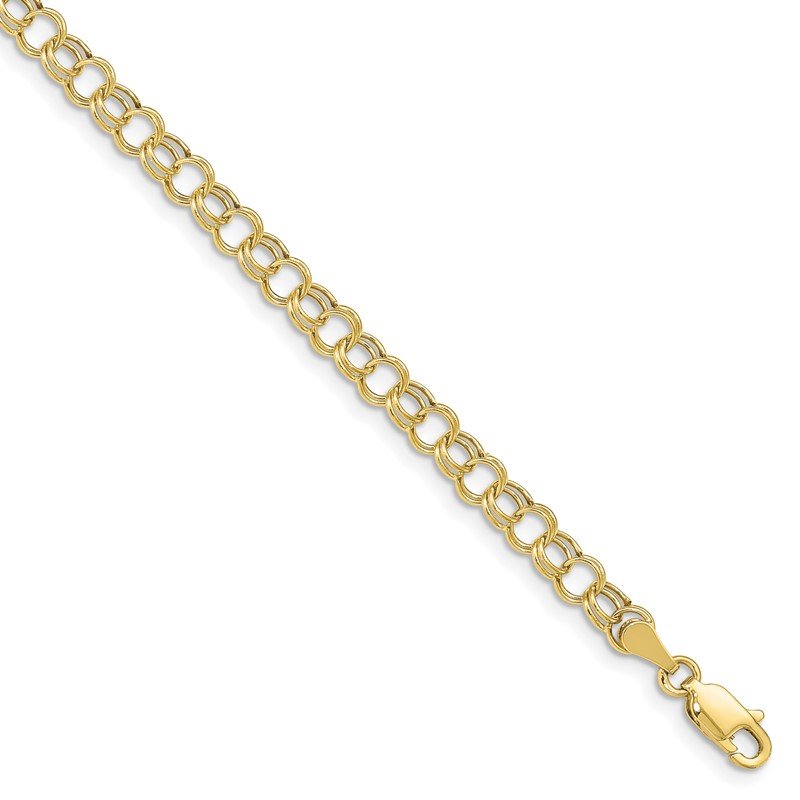 Quality Gold 10k Hollow Double Link Charm Bracelet 10DO540