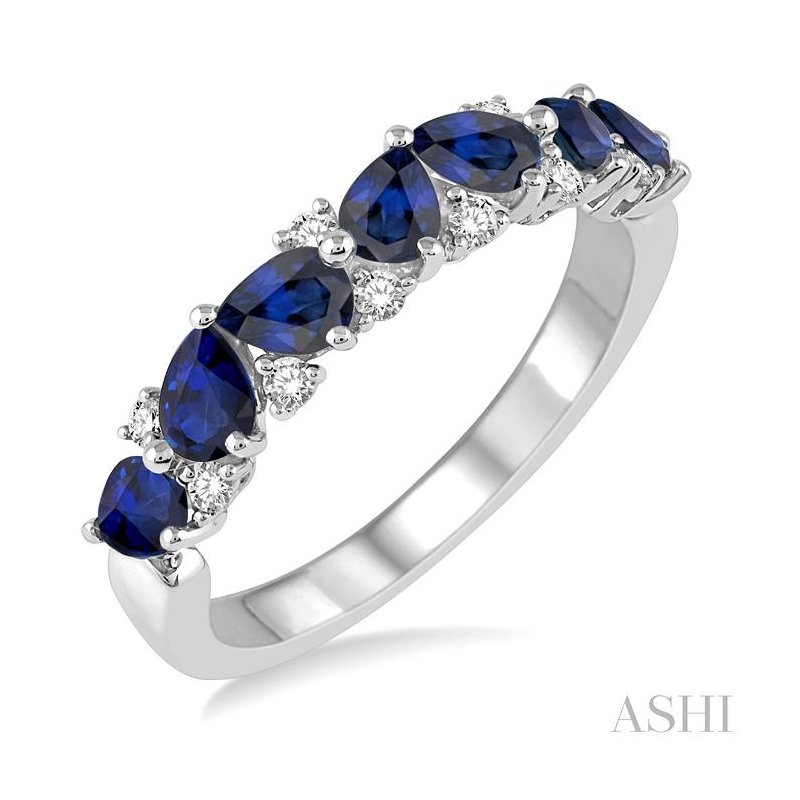 ASHI Pear Shape Gemstone & Diamond Wedding Band 46568PPFGSPWG