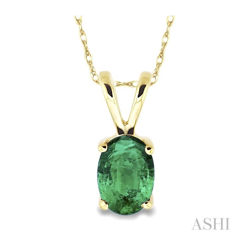ASHI Oval Shape Gemstone Solitaire Pendant 57129PPF@PDEM