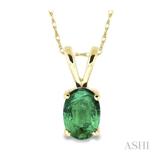 ASHI Oval Shape Gemstone Solitaire Pendant 57129PPF@PDEM