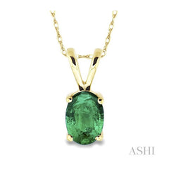 ASHI Oval Shape Gemstone Solitaire Pendant 57129PPF@PDEM