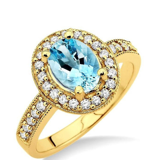 Parkplace Jewelers Oval Shape Gemstone & Halo Diamond Ring 40475PPFNAQYG