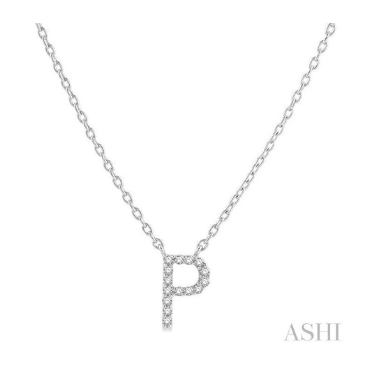 ASHI Block 'P' Initial Diamond Pendant 912F9PPTSPDWG-P