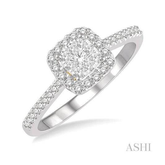 ASHI Cushion Shape Halo Lovebright Essential Diamond Engagement Ring 123F5PPFVWY