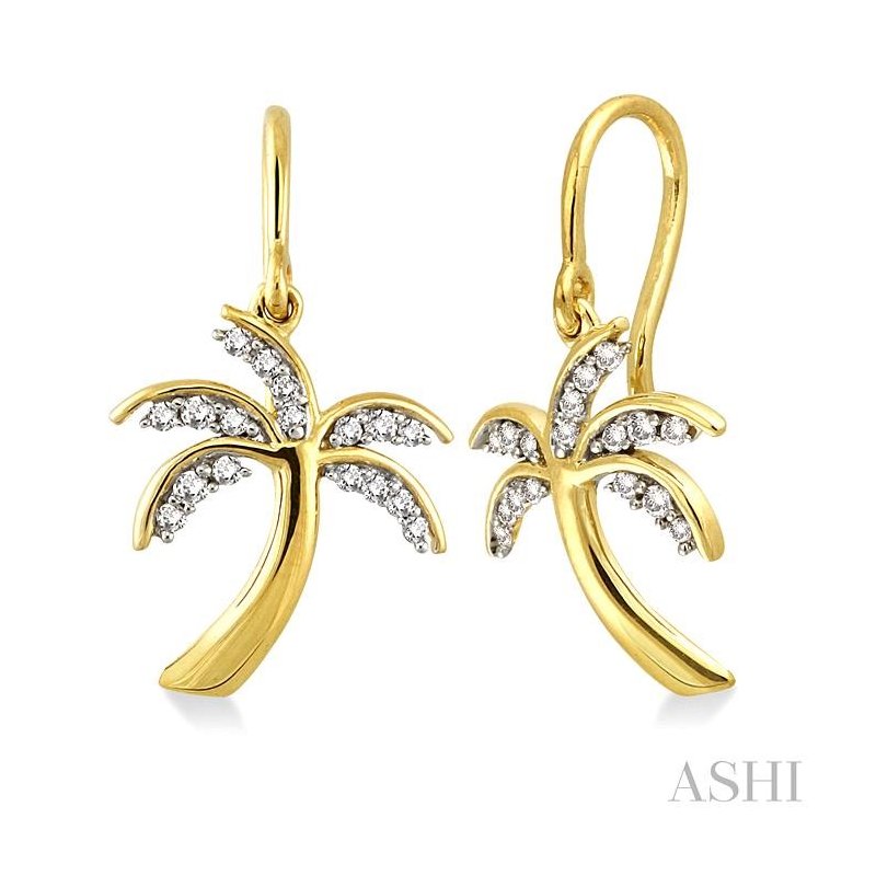 ASHI Palm Tree Diamond Fashion Earrings 63796PPFXERYG