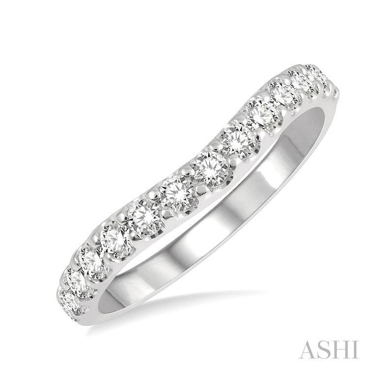 ASHI Curved Diamond Wedding Band 30343PPFGWG