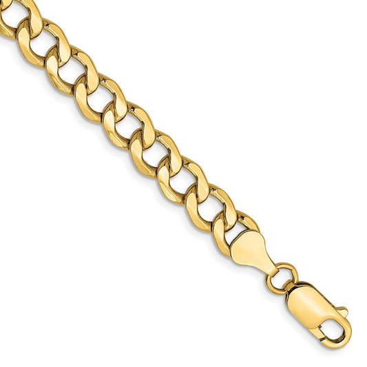 Quality Gold 14K 7 inch 7mm Semi-Solid Curb with Lobster Clasp Bracelet BC110