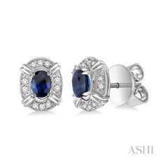 ASHI Oval Shape Gemstone & Halo Diamond Earrings 58438PPTSERSPWG