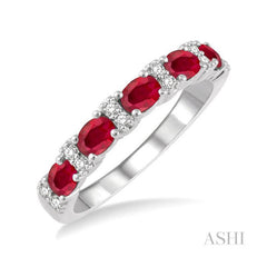 ASHI Oval Shape East-West Gemstone & Diamond Wedding Band 46528PPFGRBWG