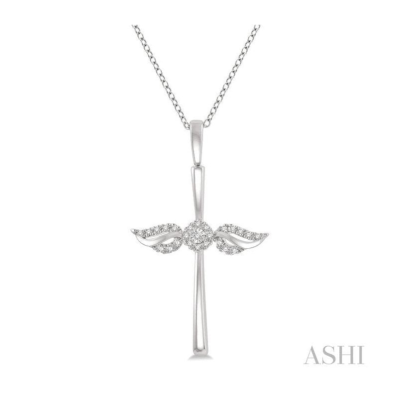 ASHI Angel Wings Cross Petite Diamond Pendant 952B8PPTSPDWG
