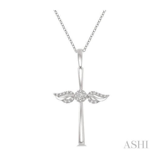 ASHI Angel Wings Cross Petite Diamond Pendant 952B8PPTSPDWG