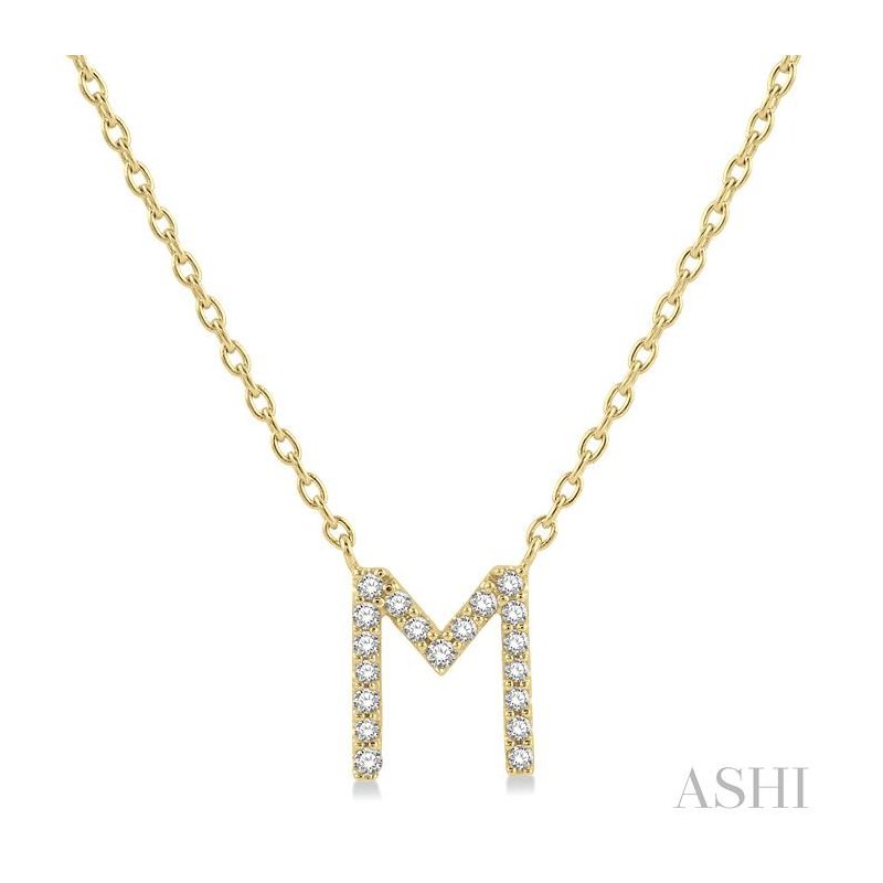 ASHI Block 'M' Initial Diamond Pendant 912F9PPTSPDYG-M