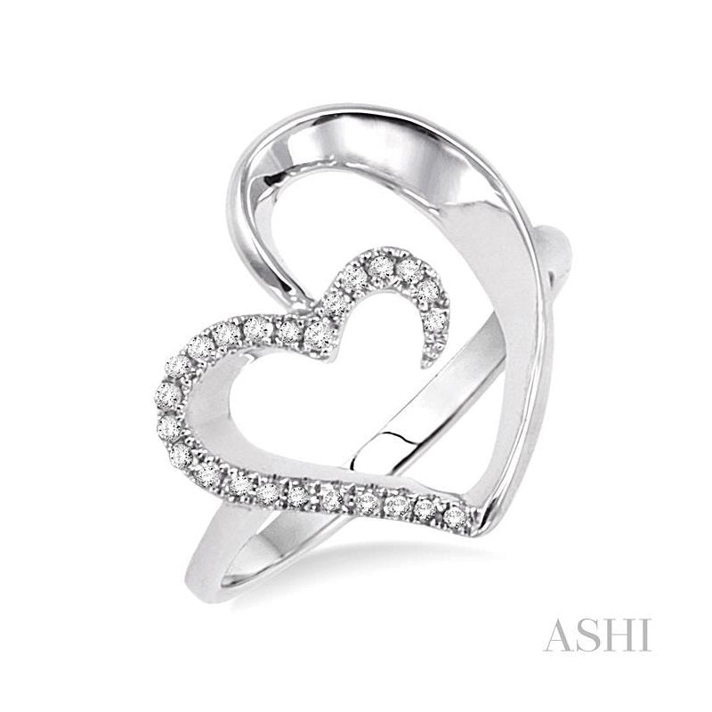 ASHI Silver Heart Shape Diamond Fashion Ring 86908PPSSSLRG