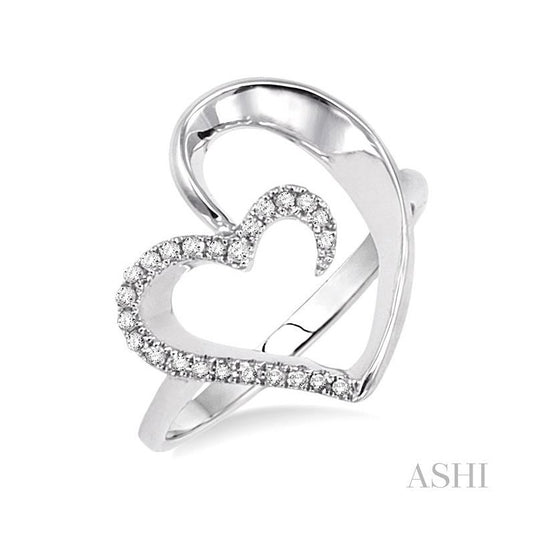 ASHI Silver Heart Shape Diamond Fashion Ring 86908PPSSSLRG