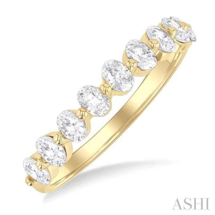 ASHI Oval Shape Half Eternity Diamond Band 30292PPFGYG-OV