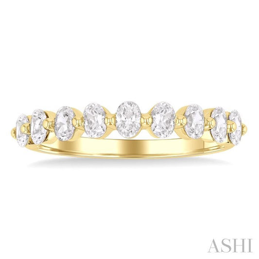 ASHI Oval Shape Half Eternity Diamond Band 30292PPFGYG-OV