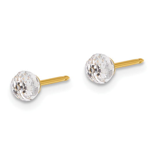 302E Inverness 14K Polished 4mm Crystal Faceted Ball Post Earrings