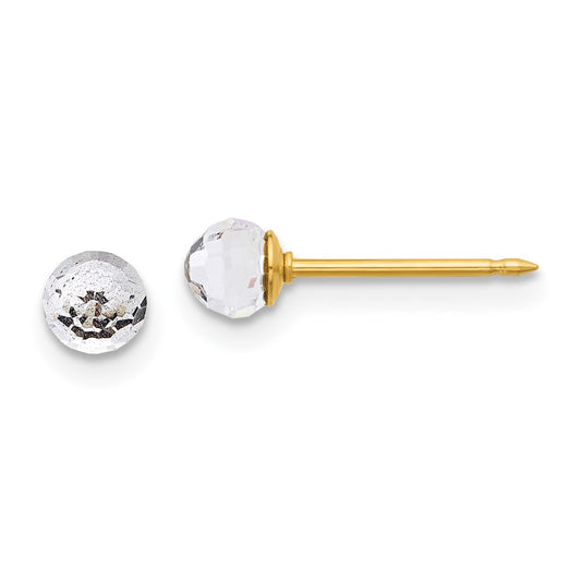 302E Inverness 14K Polished 4mm Crystal Faceted Ball Post Earrings